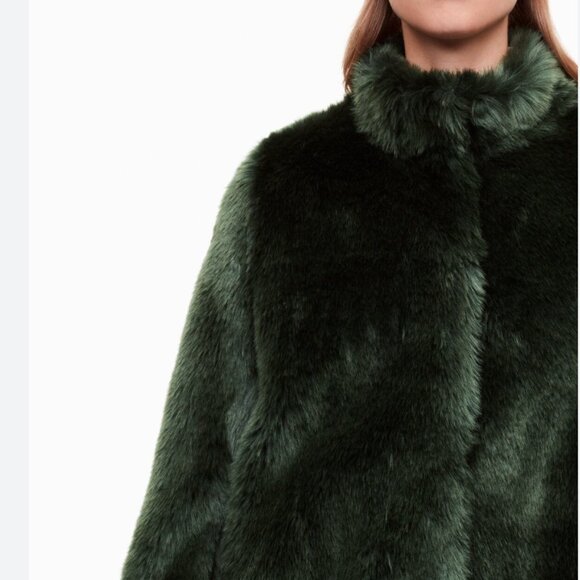 Aritzia Babaton Faux Fur Fritz Coat Jacket Emerald Green Size XXS - Picture 2 of 14